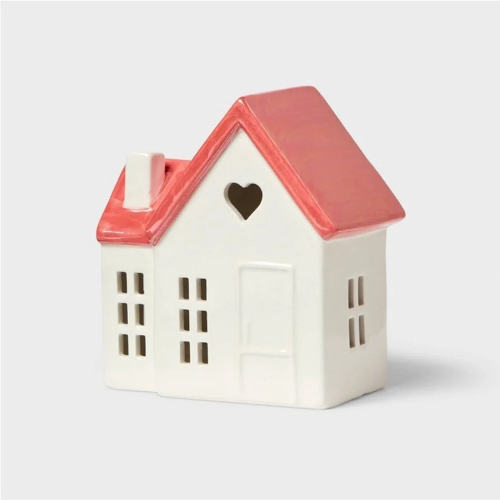 Target Spritz Valentine’s Day 2025 Pink & White Ceramic House Decoration